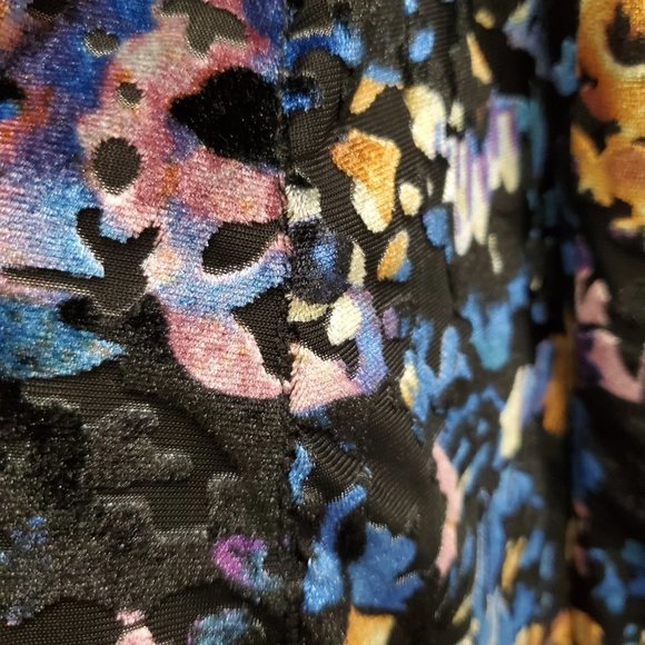 DEX Black/Blue/Orange/Pink Velour Fully Lined Long Sleeve Tunic Size M - Picture 5 of 10